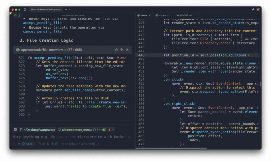 Warp brings new Diff-tracking tools to AI coding arm races