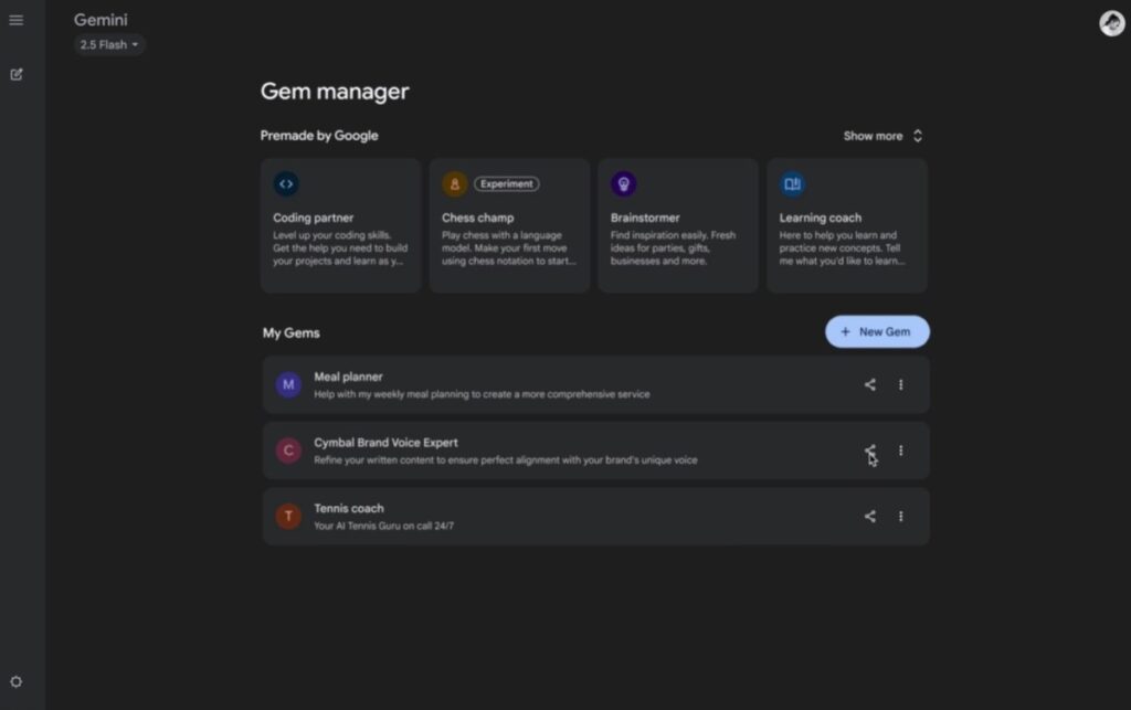 With Google you can share custom Gemini AI assistants known as gems